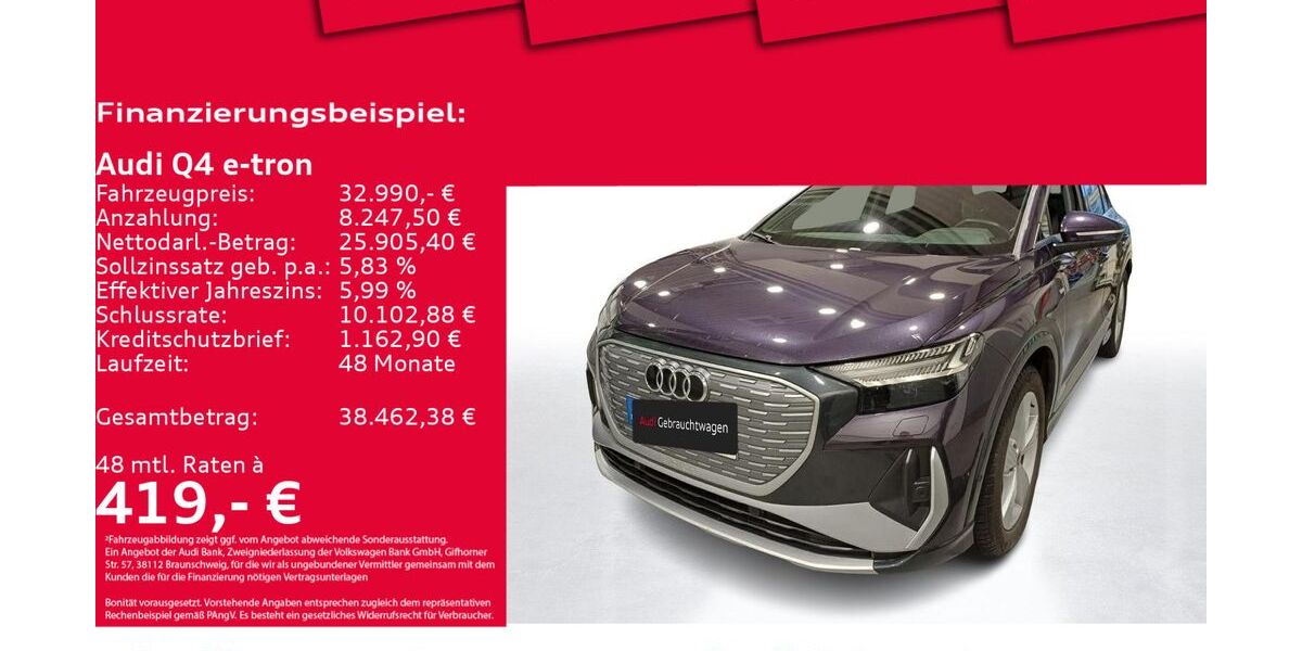 Audi Q4 e-tron 40.744 km 32.990 &euro; Hannover 30179